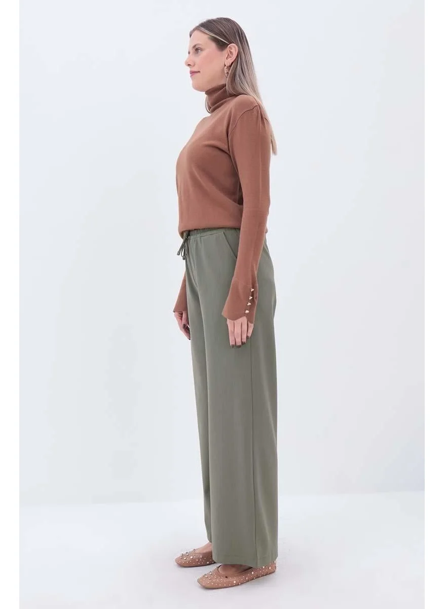 Allday Khaki-Elastic Waist Corded Trousers