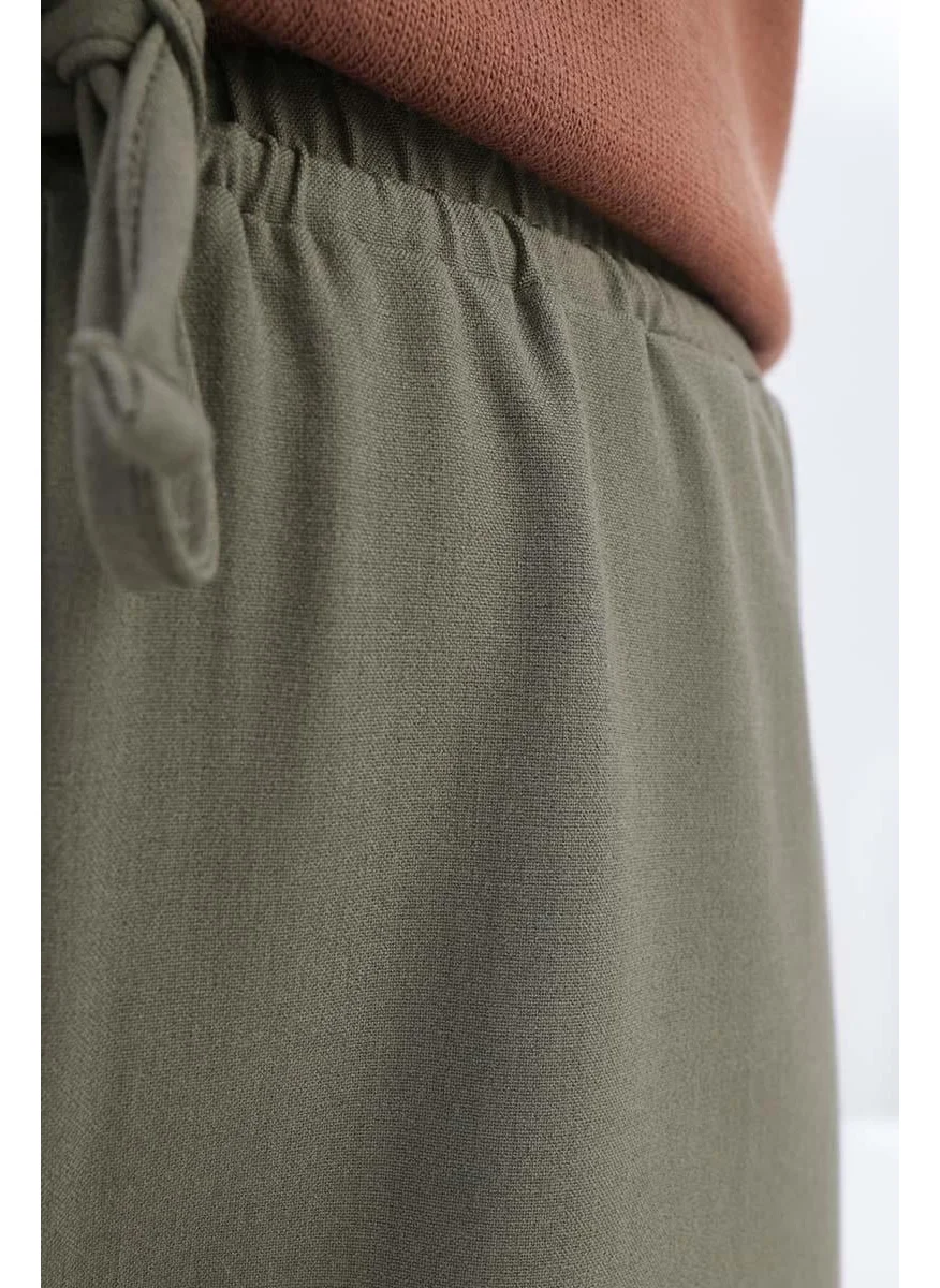 Allday Khaki-Elastic Waist Corded Trousers
