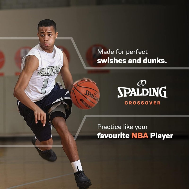 SPALDING Crossover Rubber Moulded Indoor/Outdoor Basketball With Rubber Bladder, Brick, Size: 6 (Suitable for Practice/Match/Training) + Free Air Needle - Image 5