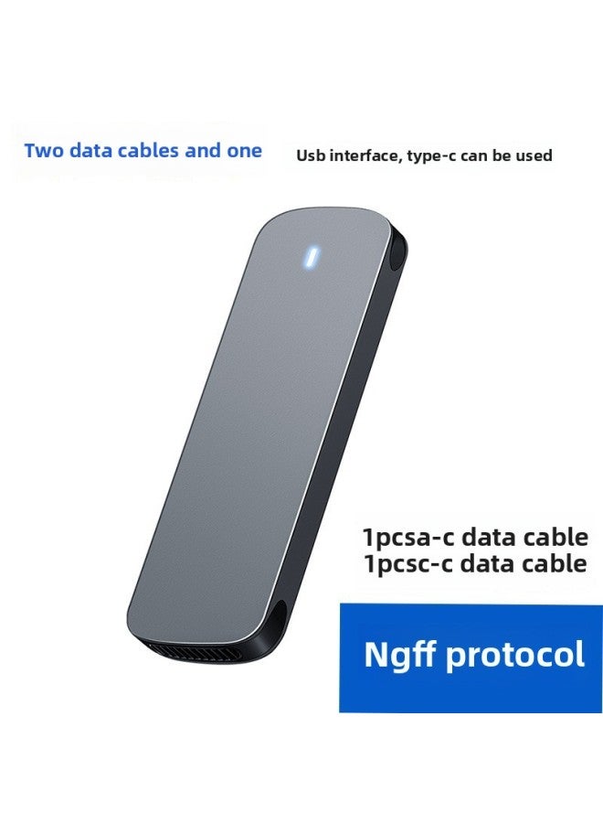 Custom SSD Mobile Hard Disk Box Type-C M.2 NVME/NGFF Dual Protocol Solid State Hard Disk Box Tool-free-Color:Gray NGFF Protocol