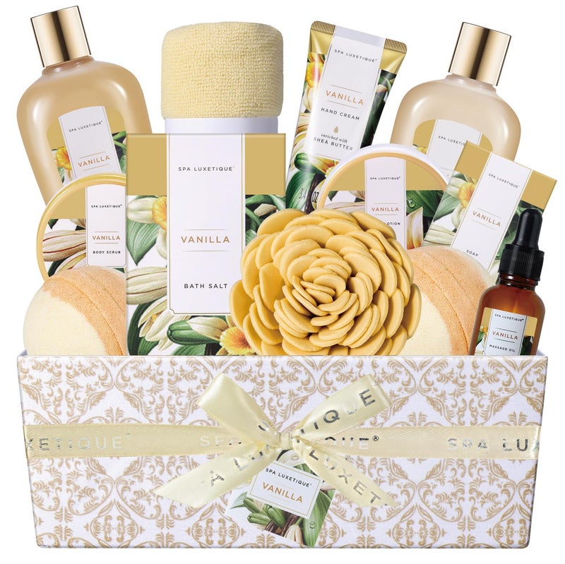 Spa Gift Baskets for Women Spa Luxetique Spa Gifts for Women Birthday Gifts for Women 12pc Vanilla Bath Gift Set Self Care Gifts for Women Spa Kit for Women