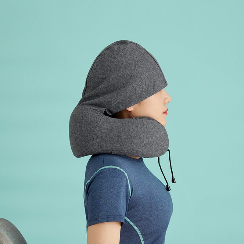 U-Shaped Pillow Storage Portable Memory Foam Hooded Multifunctional Neck Pillow Neck Pillow Aircraft Nap U-Shaped Travel Pillow - Image 4