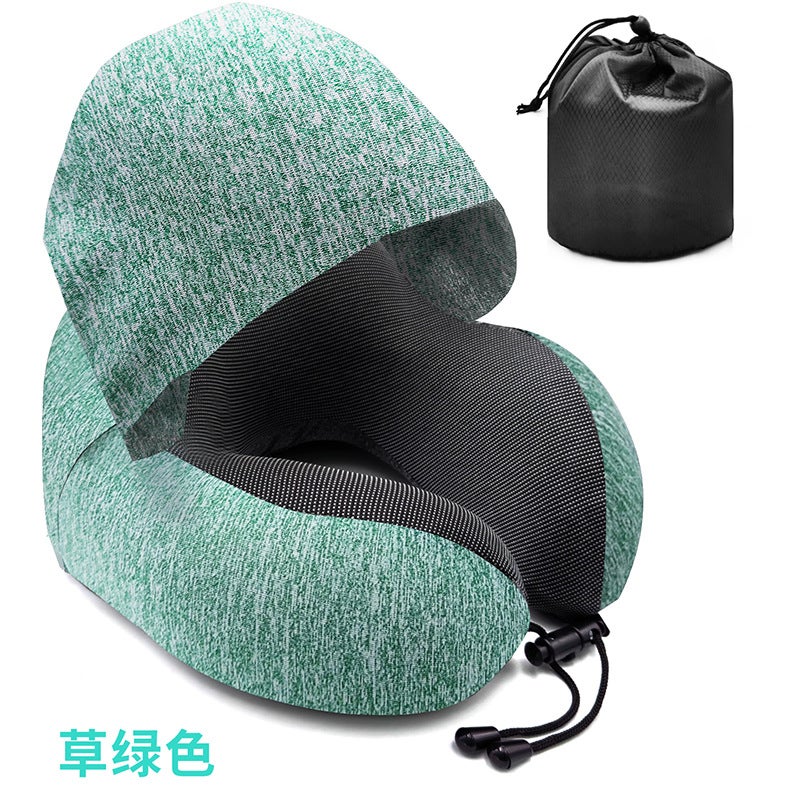 U-Shaped Pillow Storage Portable Memory Foam Hooded Multifunctional Neck Pillow Neck Pillow Aircraft Nap U-Shaped Travel Pillow - Image 1