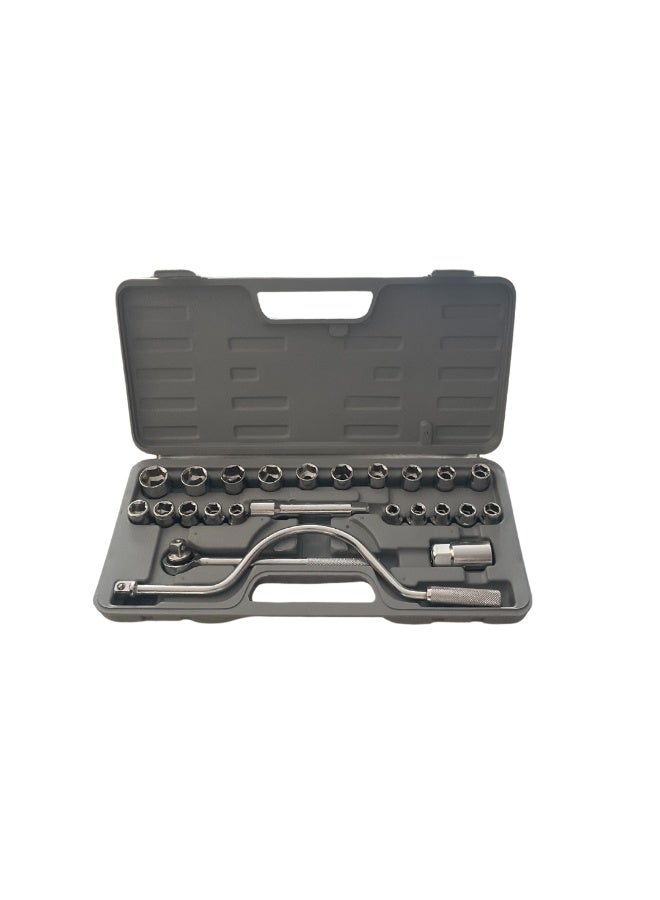 ZHONGXIN Socket Ratchet Wrench Set -25 Piece Automotive Repair Tool Kit With Ratchet, Impact Sockets, Extension Rods And Storage Case Grey 19x40x4 cm - Image 2