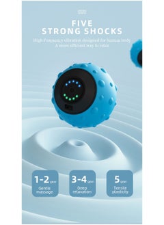 Ru syanl Electric Vibration Silicone Massage Ball for Fitness 5 Gears Speed Muscle Relaxation Massage Tool Blue  - Image 5