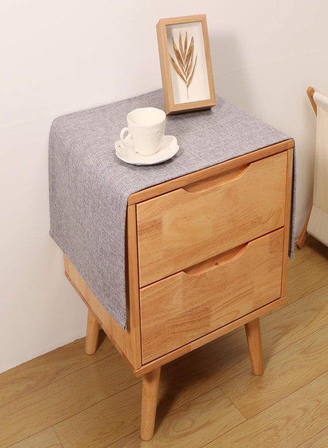Utobanh Small Bedside Tablecloth Table Dustcover End Tabletop Home Decoration Fabric Tablecloth Nightstand Table Covering Doilies for Furniture Décor (16×35inch) (Light Grey) - Image 1