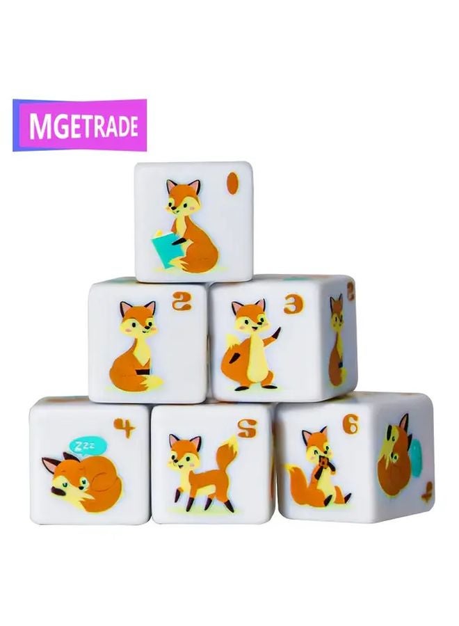 مجموعة أحجار نرد الثعلب 12 قطعة وجوه حيوانات لطيفة متينة من الأكريليك لألعاب الطاولة وألعاب تقمص الأدوار - Image 2
