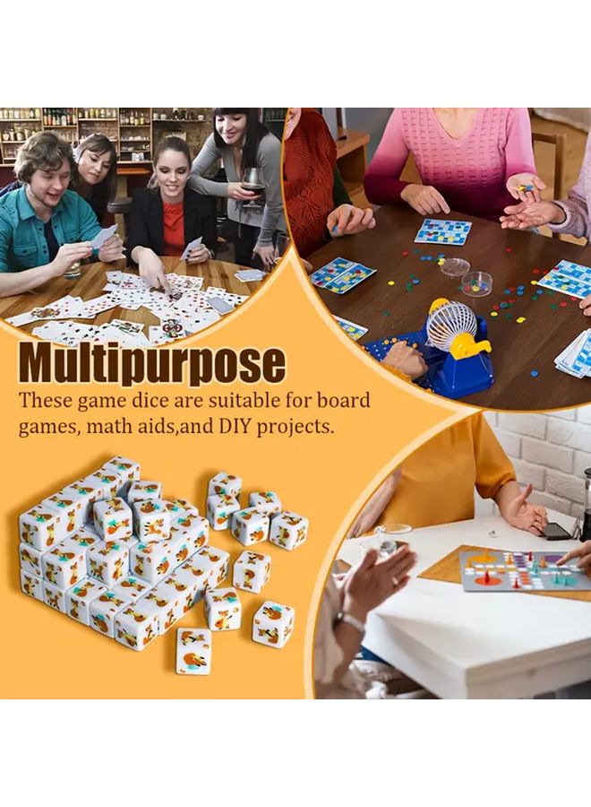 مجموعة أحجار نرد الثعلب 12 قطعة وجوه حيوانات لطيفة متينة من الأكريليك لألعاب الطاولة وألعاب تقمص الأدوار - Image 5