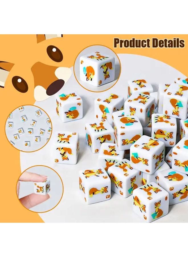 مجموعة أحجار نرد الثعلب 12 قطعة وجوه حيوانات لطيفة متينة من الأكريليك لألعاب الطاولة وألعاب تقمص الأدوار - Image 4