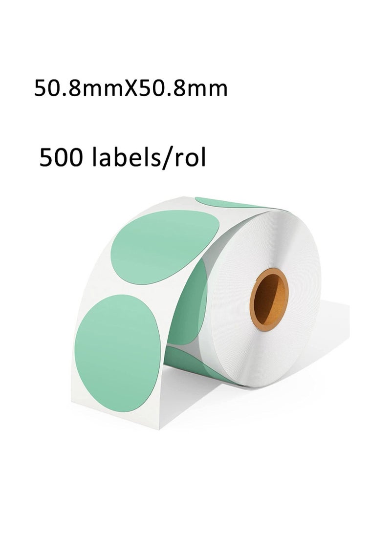 Colorful Round Thermal Label, Waterproof Multi-Purpose Self-Adhesive Name Tags Coding for DIY 50.8mm*50.8mm 500Pcs (Green) - Image 2