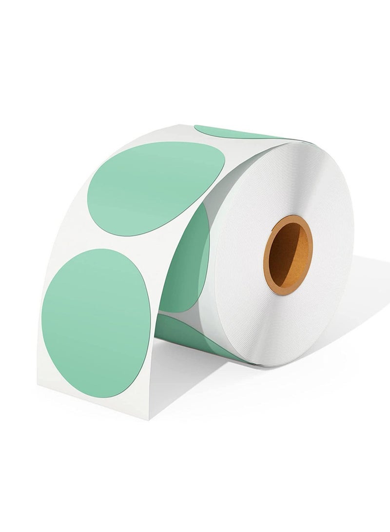 Colorful Round Thermal Label, Waterproof Multi-Purpose Self-Adhesive Name Tags Coding for DIY 50.8mm*50.8mm 500Pcs (Green) - Image 1