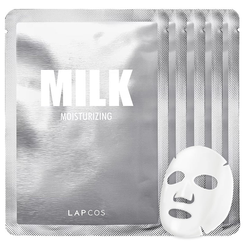 LAPCOS Milk Sheet Mask, Moisturizing Daily Face Mask to Replenish and Restore Dry Skin, Korean Beauty Favorite, 5-Pack - Image 1