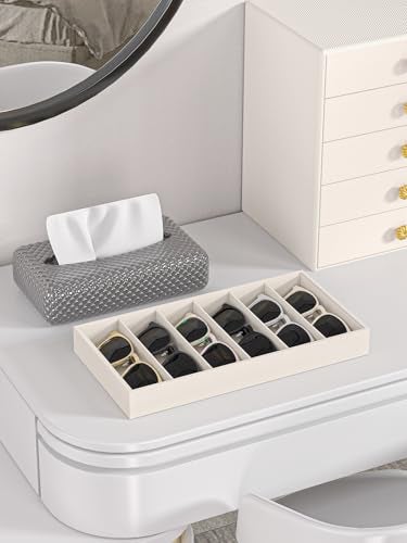 Ausalivan Sunglass Organizer Tray,Eyeglass Storage for Multiple Glasses,Jewelry and Sunglasses Drawer Organizer (Beige 1) - Image 2