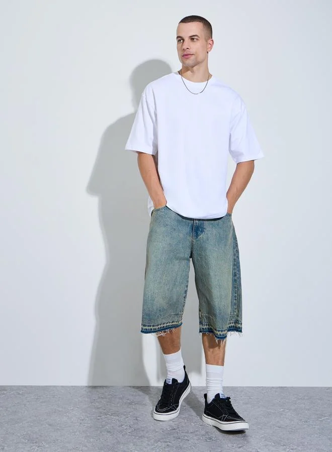 Styli Men White Graphic Print Oversized T-Shirt