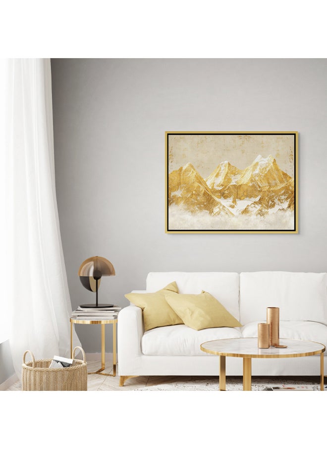 Art Decor Art Decor Framed Canvas Wall Art of Abstract Gold and White Mountain Landscape Print Wall Decor for Home Office Living Room Bedroom Gifting  - Image 3