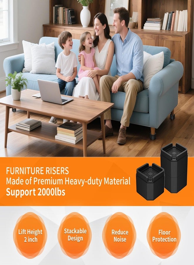 ZDDLOINP 4 Pack Furniture Risers Adjustable Bed Risers 2 Inch, Square Bed Lifts Risers Heavy Duty Bed Risers Stackable Risers for Bed, Sofa, Desk, Table, Dresser, Couch Supports up to 2000 Lbs - Image 4