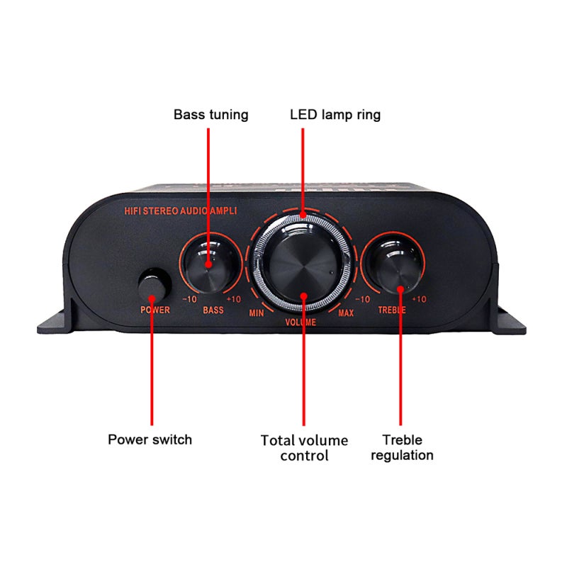 Car Amplifier 12 V: High Sound Quality Power-saving Design - Volume Bass Channel Adjustment Rotary Encoder Knob for Car Audio System Mobile Phones Computers MP3 TVs - Image 3