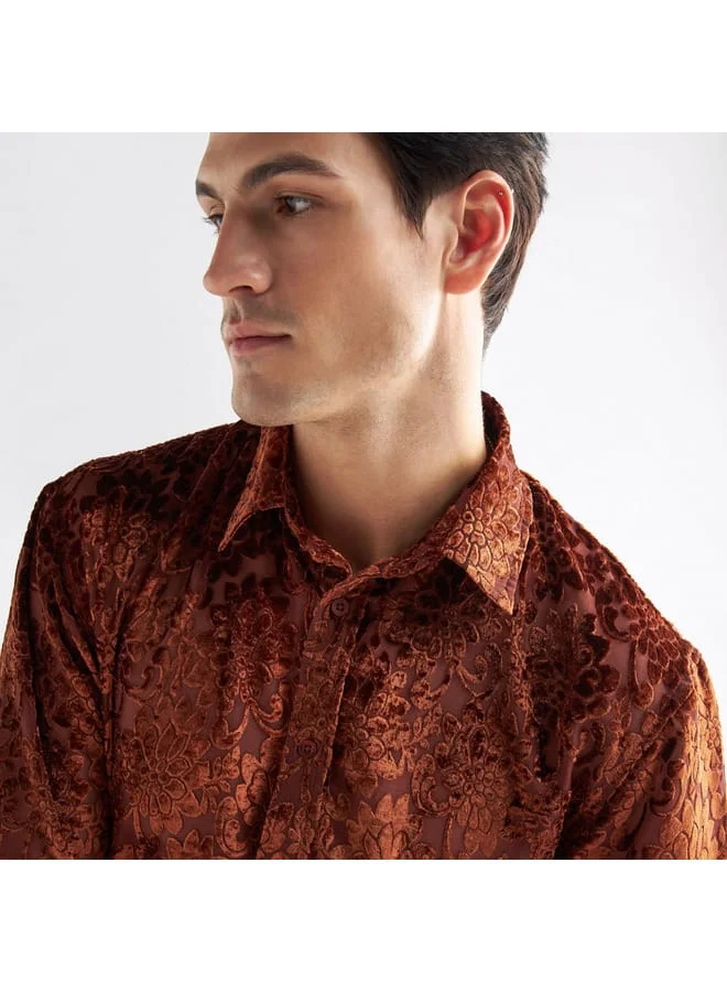 Splash FAV Floral Burnout Velour Shirt