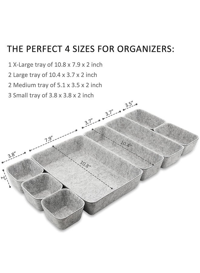 Peachjoy Desk Drawer Organiser Trays, 8 Pack Square Organizer Box Stackable Dividers, Save Desk Space Dividers Box for Home Office Cosmetics Storage Boxes (Gray) - Image 3