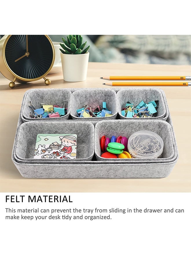 Peachjoy Desk Drawer Organiser Trays, 8 Pack Square Organizer Box Stackable Dividers, Save Desk Space Dividers Box for Home Office Cosmetics Storage Boxes (Gray) - Image 5