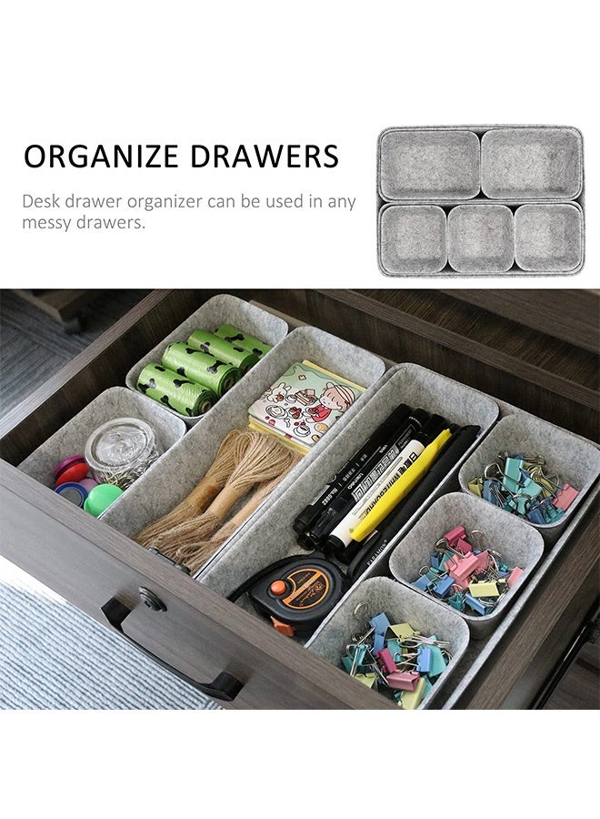Peachjoy Desk Drawer Organiser Trays, 8 Pack Square Organizer Box Stackable Dividers, Save Desk Space Dividers Box for Home Office Cosmetics Storage Boxes (Gray) - Image 4