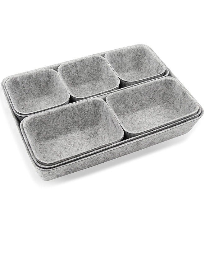 Peachjoy Desk Drawer Organiser Trays, 8 Pack Square Organizer Box Stackable Dividers, Save Desk Space Dividers Box for Home Office Cosmetics Storage Boxes (Gray) - Image 1