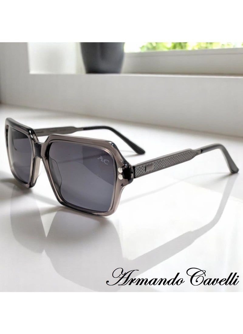 Armando Cavelli - Authentic Armando Cavelli sunglasses, crafted from carefully selected premium acetate for a luxurious look and longevity with extensive use. This model combines modernity and classic style, with a raw grey acetate front and gunmetal -plated metal temples to complete your luxury look. Comes with premium polymer lenses offer UV400 protection in a grey - Image 1
