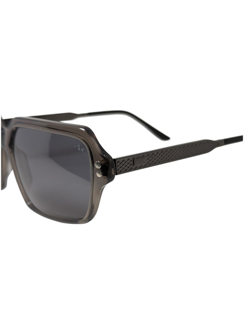 Armando Cavelli - Authentic Armando Cavelli sunglasses, crafted from carefully selected premium acetate for a luxurious look and longevity with extensive use. This model combines modernity and classic style, with a raw grey acetate front and gunmetal -plated metal temples to complete your luxury look. Comes with premium polymer lenses offer UV400 protection in a grey - Image 1