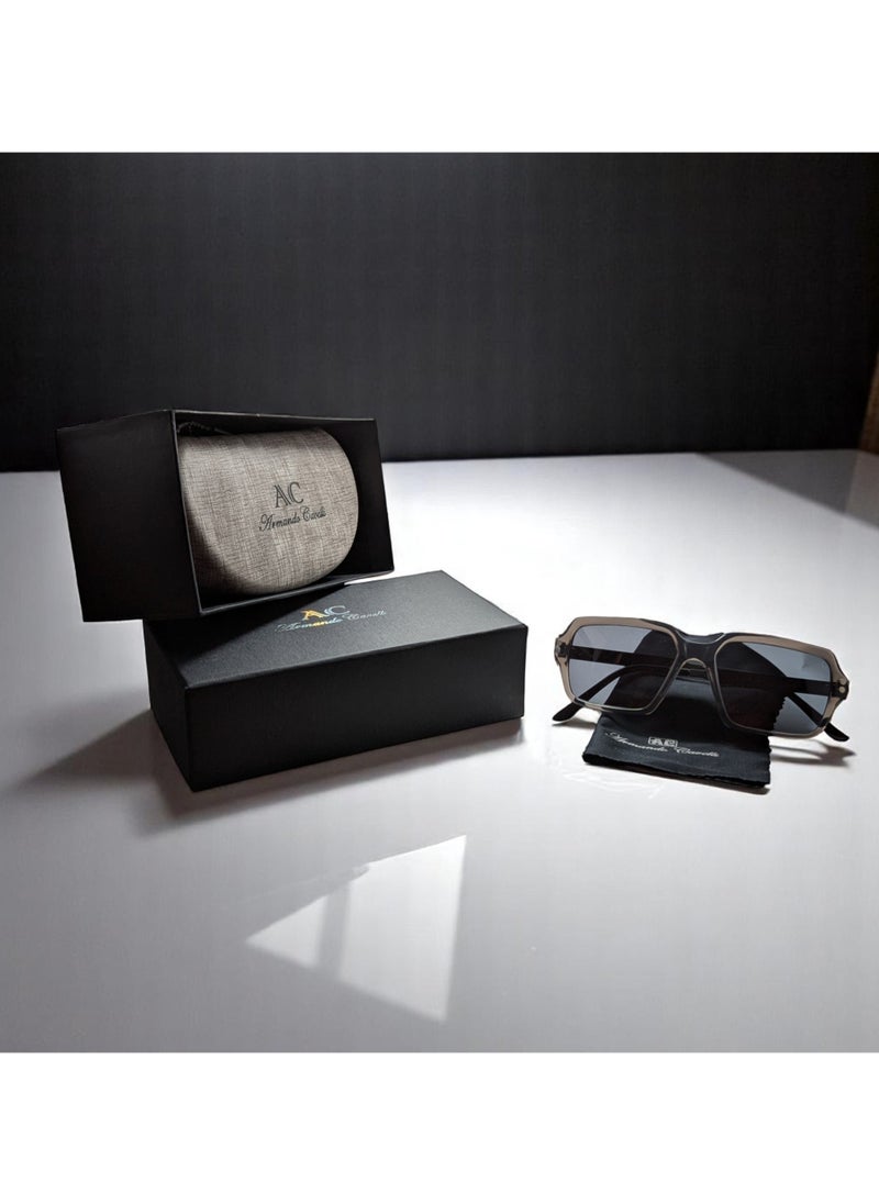 Armando Cavelli - Authentic Armando Cavelli sunglasses, crafted from carefully selected premium acetate for a luxurious look and longevity with extensive use. This model combines modernity and classic style, with a raw grey acetate front and gunmetal -plated metal temples to complete your luxury look. Comes with premium polymer lenses offer UV400 protection in a grey - Image 1