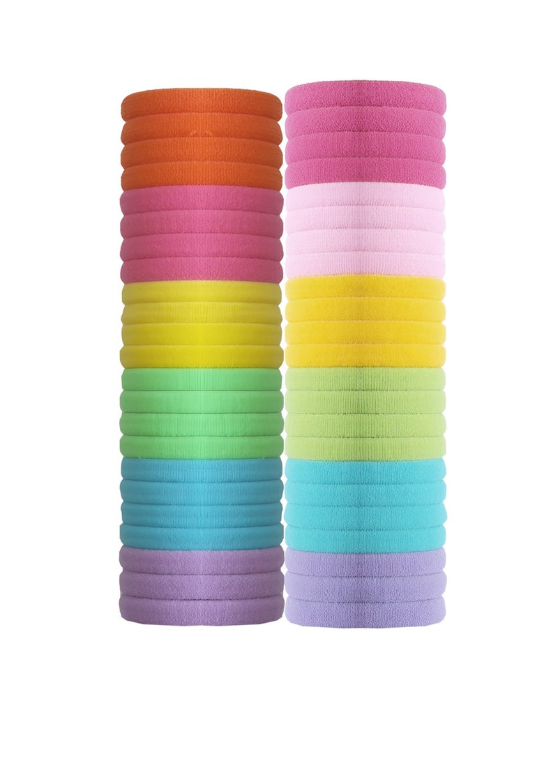 Lelet Seamless Elastic Hair Ties & Hair Bands for Women & Girls – 1.5 Inch Soft Stretchy Nylon Ponytail Holders, Extra Gentle, No Damage – 50Pack(Multi) - Image 1