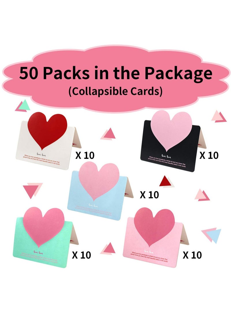 Greeting Cards,50 Pcs Heart Cards Bulk for Anniversary Wedding Birthday,Exchange Cards for Kids Classroom - Image 2