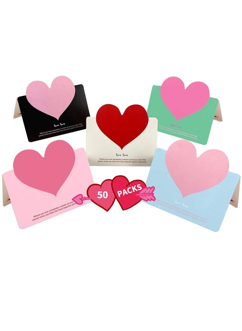 Greeting Cards,50 Pcs Heart Cards Bulk for Anniversary Wedding Birthday,Exchange Cards for Kids Classroom - Image 1