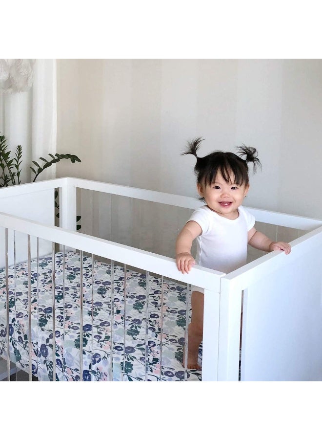 aden + anais aden + anais Essentials Classic Crib Sheet, 100% Cotton Muslin, Super Soft & Breathable, Tailored Snug Fit, Flowers Bloom - Image 3