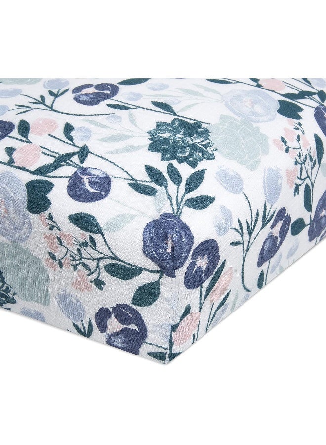 aden + anais aden + anais Essentials Classic Crib Sheet, 100% Cotton Muslin, Super Soft & Breathable, Tailored Snug Fit, Flowers Bloom - Image 1