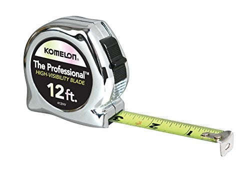 Komelon 412HV High-Visibility Professional Tape Measure, 12-Feet by 5/8-Inch, Chrome, Yellow, 12ft - Blade - Image 5