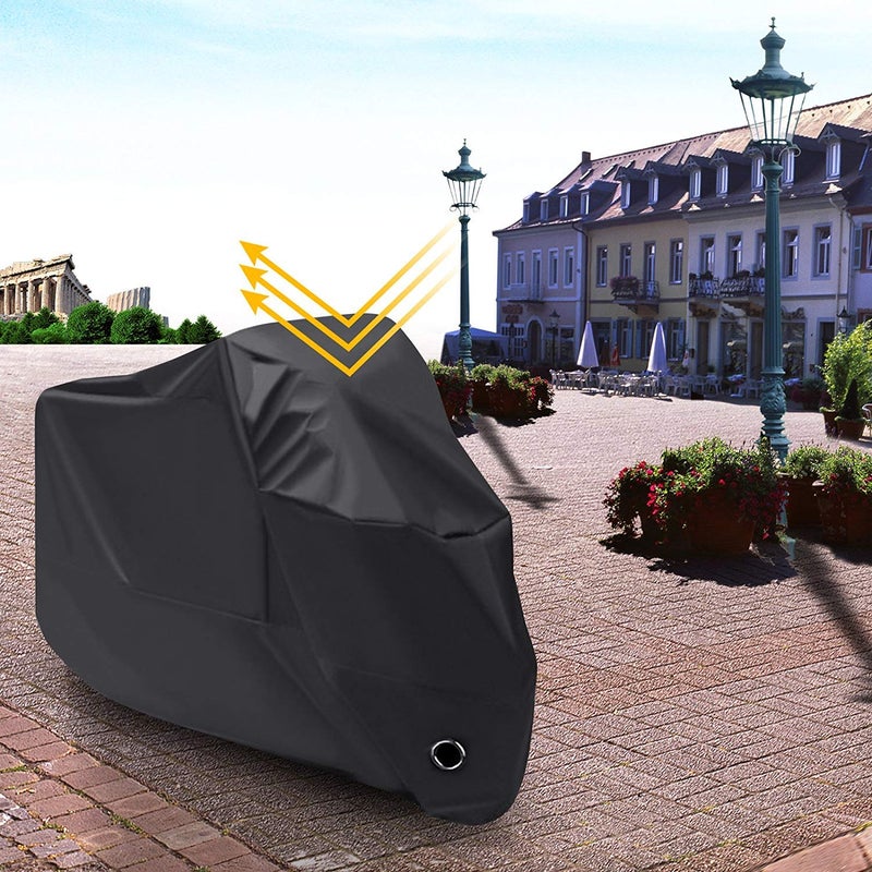 190T Waterproof Motorbike Cover/Motorcycle Covers for Outside Storage - Oxford Heavy Duty Heatproof Motorcycle Accessories Shed Anti Dust Rain UV Motorcycle Shelter Indoor with Lock-holes Storage Bag - Image 5