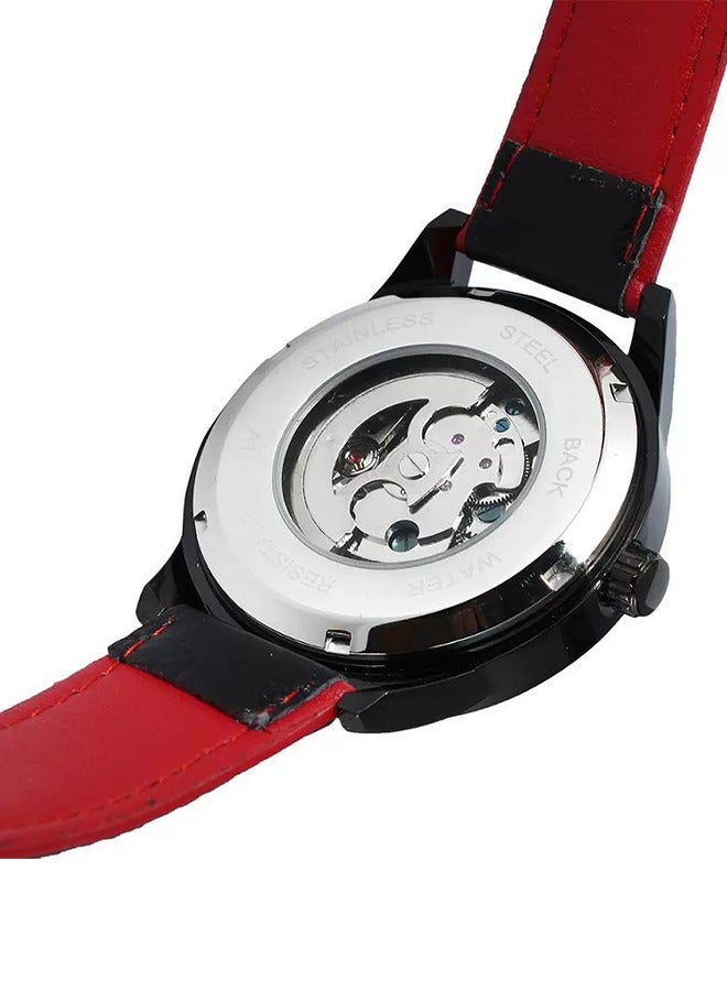 FORSINING ​​Forsining Fashion Mechanical Watch - Sapphire Crystal Glass with Red Strap & White Skeleton Dial, Semi-Automatic Hand-Winding Movement, Modern Sporty Style for Casual Wear & Social Events​​  - Image 4