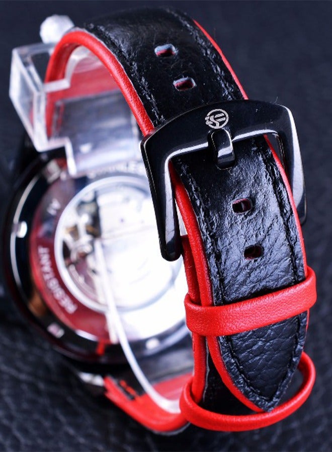 FORSINING ​​Forsining Fashion Mechanical Watch - Sapphire Crystal Glass with Red Strap & White Skeleton Dial, Semi-Automatic Hand-Winding Movement, Modern Sporty Style for Casual Wear & Social Events​​  - Image 5