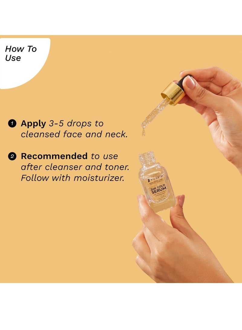 PILGRIM Pilgrim 24K Gold Face Serum With Niacinamide and Hyaluronic Acid, Dewy Primer For Face Make-Up For All Skin Types, Korean Skin Care For Unisex, 20ml - Image 2