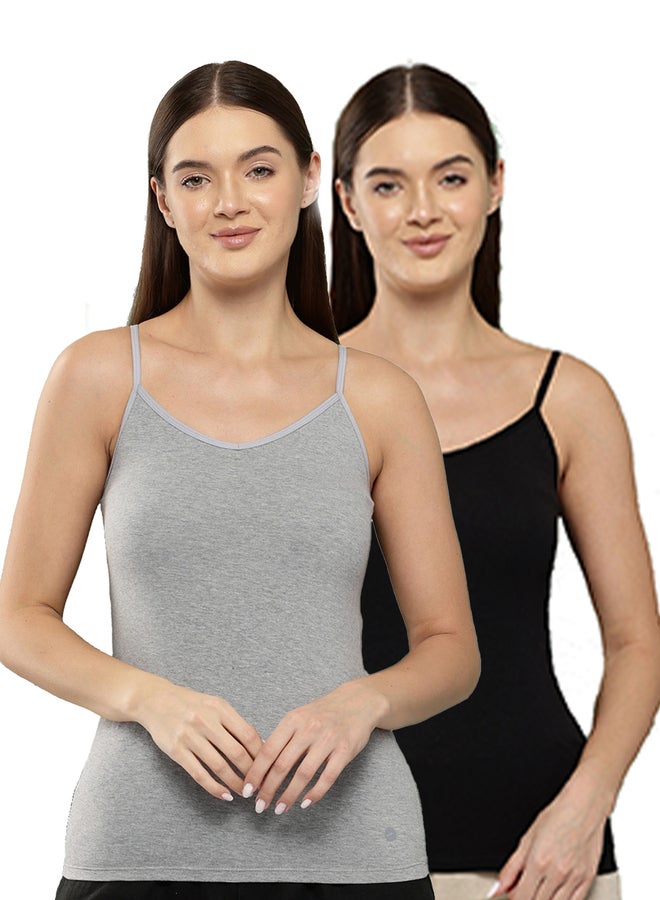 ليدينغ ليدي باك من قطعتين من كاميسول قطن سادة للسيدات - Image 1