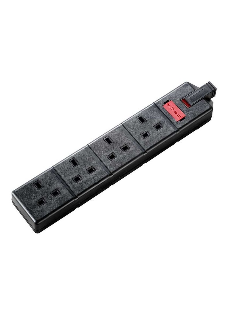 MASTERPLUG Masterplug ELS134B-01 Permaplug Four Socket Trailing Socket with Power Indicator, without Plug and Cable, 13 Amp, Black  - Image 1