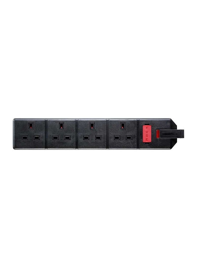 MASTERPLUG Masterplug ELS134B-01 Permaplug Four Socket Trailing Socket with Power Indicator, without Plug and Cable, 13 Amp, Black  - Image 2