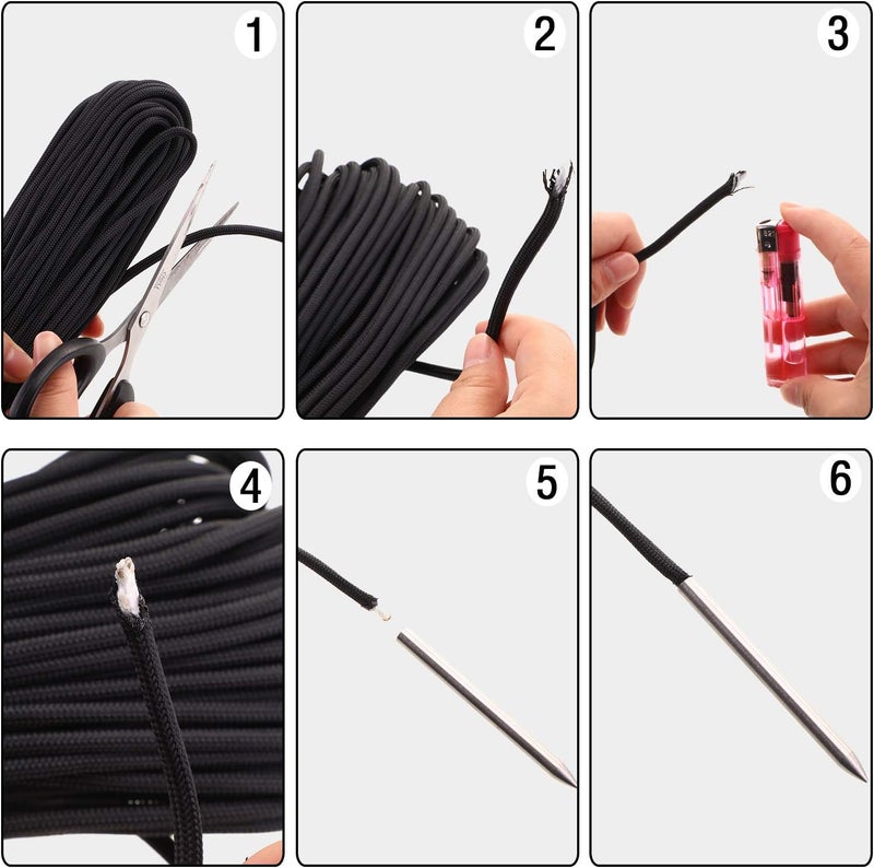 BBTO 6 Pieces Paracord Stitching Set 6 Sizes Paracord FID Lacing Stitching Needles Smoothing Tool Lacing Leathercraft Needle Silvery - Image 4