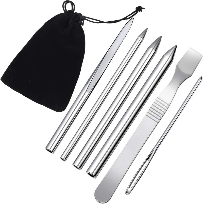 BBTO 6 Pieces Paracord Stitching Set 6 Sizes Paracord FID Lacing Stitching Needles Smoothing Tool Lacing Leathercraft Needle Silvery - Image 1