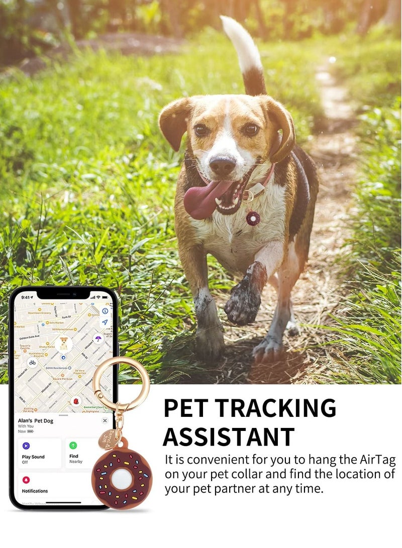 KASTWAVE مجموعة من 4 حافظات مفاتيح على شكل دونات لـ AirTag، حافظة لطيفة واقية لحامل AirTag مع سلسلة مفاتيح مضادة للضياع - Image 5