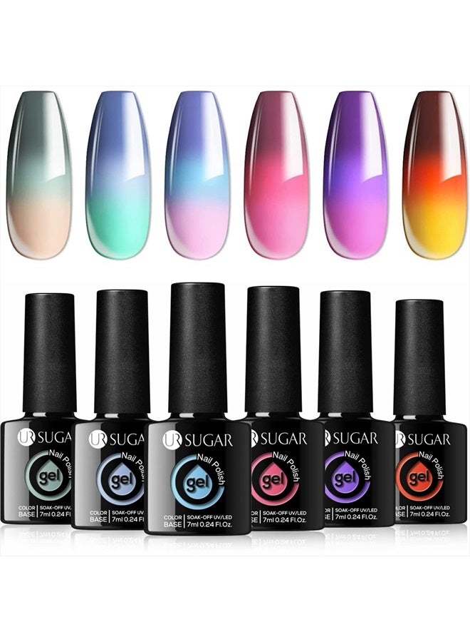 UR SUGAR Color Changing Gel Nail Polish Set, 6 Colors Temperature Changing Colors Red Pink Purple Mood Changing Long Lasting Soak Off Gel Nail Kit Manicure DIY Home Kit for Women - Image 1