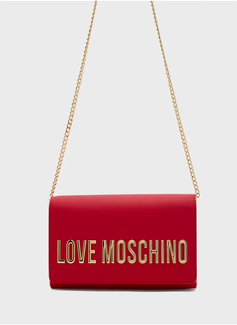 Love Moschino Chain Detailed Flap Over Clutche