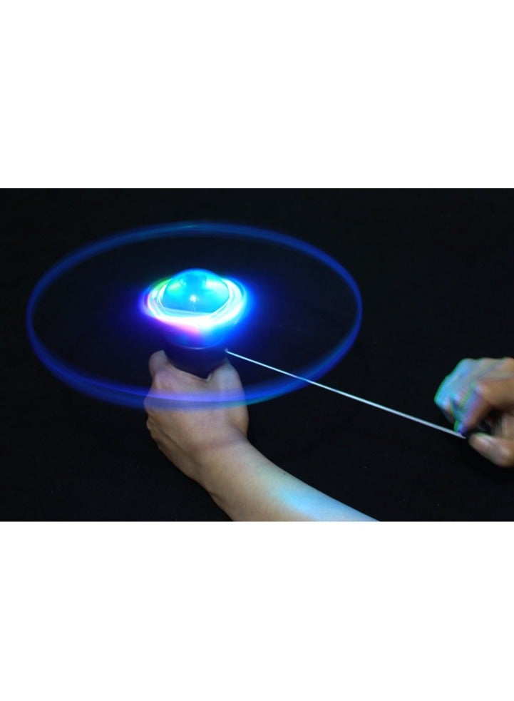 بيوينتي LED Light-Up Pull String Flying Disc – Large Spinning Flashing Frisbee with 25 cm Diameter  Launcher | Outdoor Glow-in-the-Dark Disc with Multi-Color Rotating LED Lights | Random Colors | Fun Nightt - Image 3