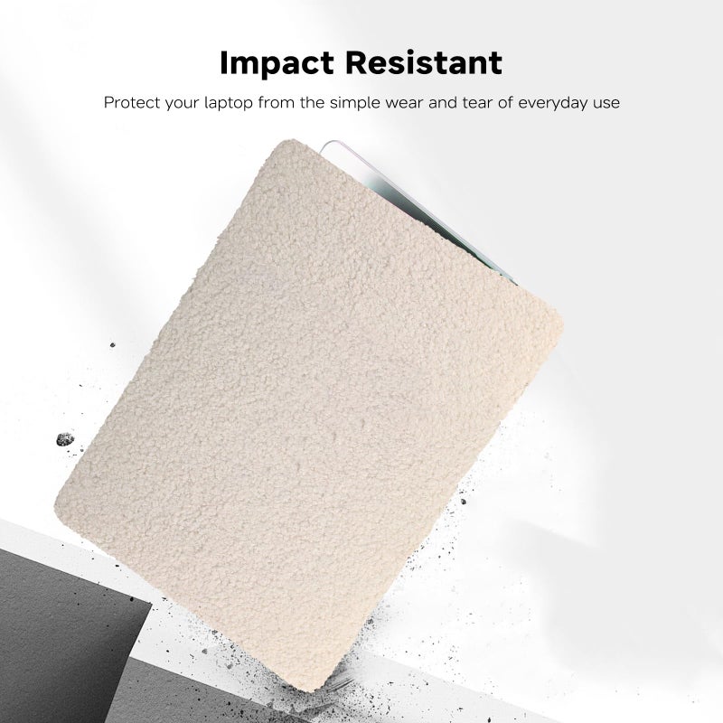 BYCeKe Compatible with MacBook Air 13 inch Case 2022-2018 M1 A2337 A2179 A1932,Case for MacBook Air M1,Soft Fluffy Fuzzy Plush Faux Fur Cream Leather Hard Shell&Keyboard Cover for Mac Air 13, Biege - Image 4
