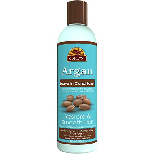 OKAY | Argan Leave In Conditioner | For All Hair Types & Textures | Restore, Hydrate & Smooth Hair | With Coconut, Almond, & Aloe Vera | Free Of Parabens, Silicones, Sulfates | 8 Oz - Image 1